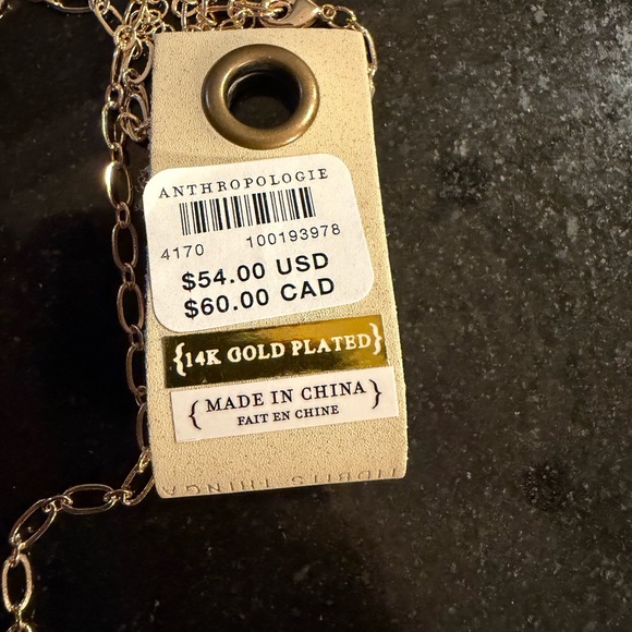 Anthropologie Gold and Cream Shell Pendant Necklace - Picture 2 of 5